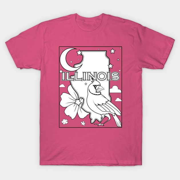 illinois state shape flower bird coloring page T-Shirt by LeapDaze